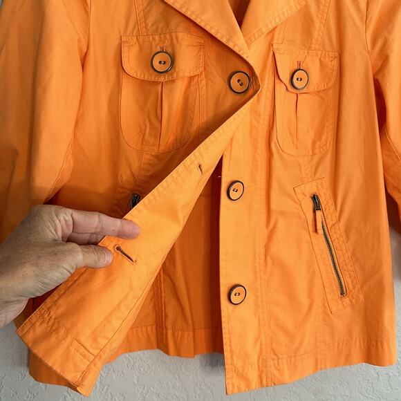 Chico’s Orange Vacation Jacket Nautical Coastal Preppy Resortwear Seaside Bright - Picture 3 of 6